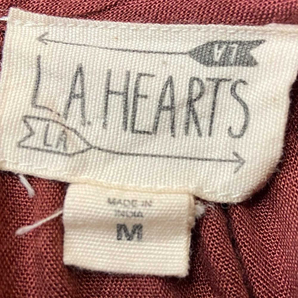 LA Hearts Split Sleeve Embroidered Crop Top Rust or Merlot Size Medium - Picture 8 of 10
